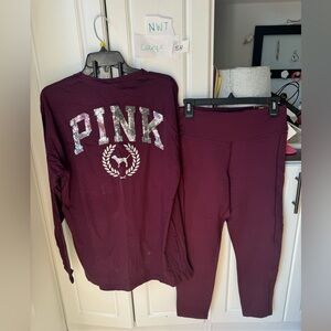 NWT Victoria Secret pink large bling maroon set